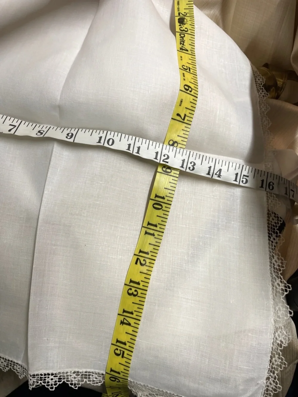 Vintage White Embroidered Linen Napkins with Solid Brass Napkin Rings